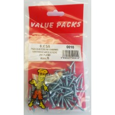 6 X 5/8'' Pozi Csk Hardened Twinthread Woodscrews Zinc 70 Per Pack