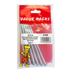 12 X 4'' Pozi Csk Hardened Twinthread Woodscrews Zinc 6 Per Pack