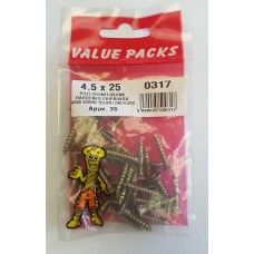 4.5 X 25 Pozi Csk Chipboard Screws Yellow 30 Per Pack