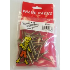 4.5 X 40 Pozi Csk Chipboard Screws Yellow 25 Per Pack