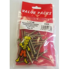 4.5 X 40 Pozi Csk Chipboard Screws Yellow 25 Per Pack