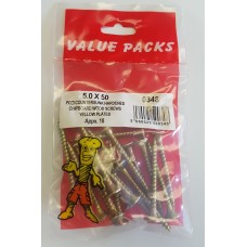 5.0 X 50 Pozi Csk Chipboard Screws Yellow 16 Per Pack