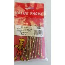 5.0 X 80 Pozi Csk Chipboard Screws Yellow 10 Per Pack