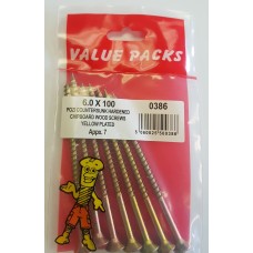 6.0 X 100 Pozi Csk Chipboard Screws Yellow 7 Per Pack