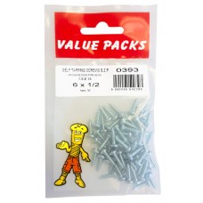 6 X 1/2'' Pozi Pan Self Tapping Screws Zinc 50 Per Pack