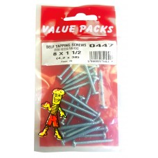 8 X 1 1/2'' Pozi Pan Self Tapping Screws Zinc 20 Per Pack