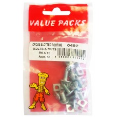 M6 X 12 Roofing Bolts & Nuts Zinc 8 Per Pack