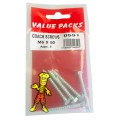 M6 X 50 Coach Screws Zinc 5 Per Pack