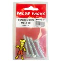 M8 X 50 Coach Screws Zinc 4 Per Pack