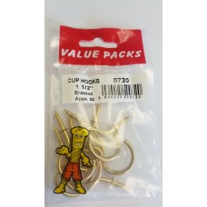 1 1/2'' ( 40mm ) Cup Hooks Brassed 8 Per Pack