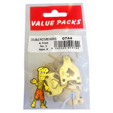 Picture Hooks Double & Pins 8 Per Pack
