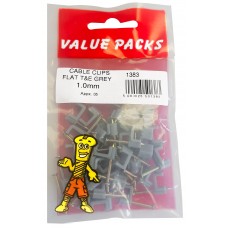 1.0mm Cable Clips T & E Grey 35 Per Pack