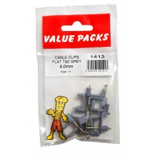 6.0mm Cable Clips T & E Grey 10 Per Pack