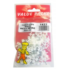 Bell Wire Cable Clips Round White 60 Per Pack