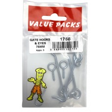 Gate Hooks & Eyes 75mm 3 Per Pack