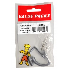 Chromed Robe Hooks 2 Per Pack