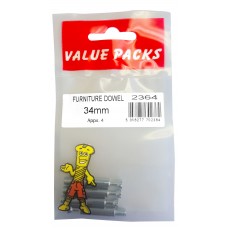 M6 X 34 Metal Dowel For Cams 4 Per Pack