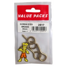 45mm Screw Eyes Brassed 4 Per Pack