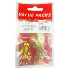 6 X 1'' Brassed Csk Pozi Screws 15 Per Pack