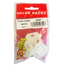 White Wall Socket Safety Blanking Plug Covers 2 Per Pack
