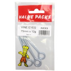 75mm x 12g Vine Eyes  4 Per Pack