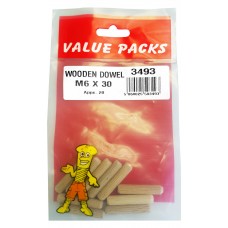 M6 X 30  Wooden Dowel 20 Per Pack