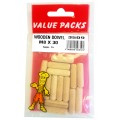 M8 X 30 Wooden Dowel 15 Per Pack