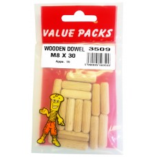 M8 X 30 Wooden Dowel 15 Per Pack