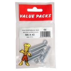 M6 X 40 Pozis Csk Machine Screws & Nuts 5 Per Pack