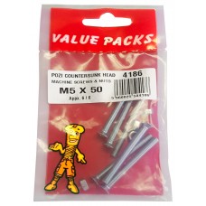 M5 X 50 Pozi Csk Machine Screws & Nuts 6 Per Pack