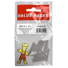 M3.5 X 30 Nickel  Slot Socket Screws 15 Per Pack