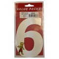 NUMBER (6) EXTRA LARGE SELF ADHESIVE NUMBERS 2 pcs PER PACK