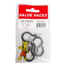 1 1/2" Black PVC Cup Hooks
