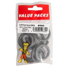 Curtain Pole Rings 45mm Silver 8 Per Pack