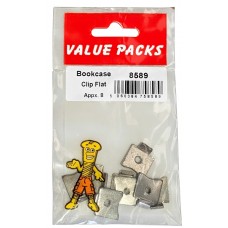 Bookcase Clip Flat Brass 8 Per Pack