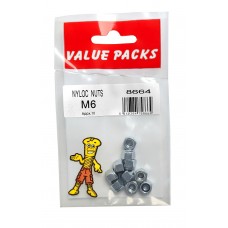 M6 Nyloc Nuts Zinc Plated 10 Per Pack