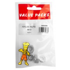 M10 Nyloc Nuts Zinc Plated 4 Per Pack