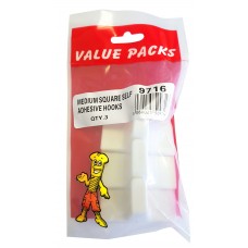 Medium Square Self Adhesive Hooks 4 Per Pack
