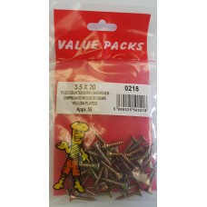 3.5 X 20 Pozi Csk Chipboard Screws Yellow 55 Per Pack