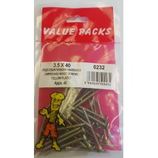 3.5 X 40 Pozi Csk Chipboard Screws Yellow 40 Per Pack