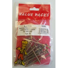 4.0 X 60 Pozi Csk Chipboard Screws Yellow 18 Per Pack