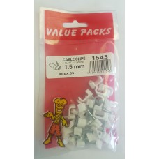 1.5mm Cable Clips T & E White 30 Per Pack