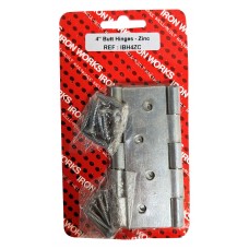 4'' Carded Butt Hinges Zinc 1 Pair