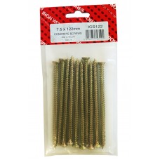 7.5 X 122mm FRAME/ CONCRETE SCREWS Z YELLOW (10 PACK)