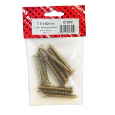 7.5 X 62mm FRAME/ CONCRETE SCREWS Z YELLOW (10 PACK)