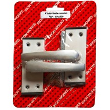 Door Handle Aluminium 100mm Latch  Black Insert  1 Pair