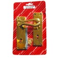 Door Handle 6'' Vic Scroll Lock Brassed 1 Pair