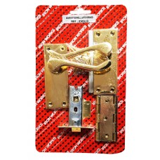 Door Handle Door Kit Scroll Latch Brassed 1 Pair