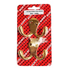 Double Robe Hook Brassed 2 Per Pack