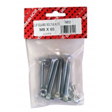 M8 X 65 Cup Square Bolt & Nut Bzp 6 Per Pack